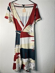 Vestido Curto Transpassado Estampado
