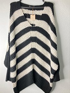 Blusa de Crochê Preto e Branco
