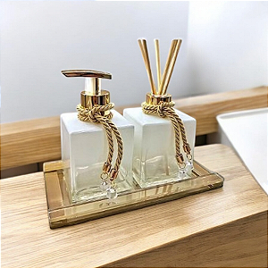Conjunto Glamour aromatizador + saboneteira
