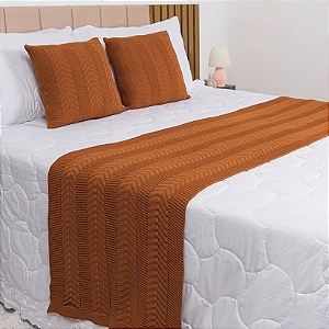 Kit Peseira de Tricot + 2 Capas de Almofadas Cama Queen