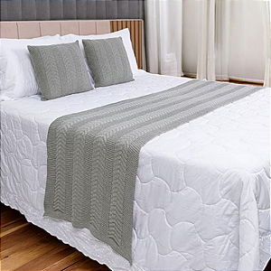 Kit Peseira de Tricot + 2 Capas de Almofadas Cama Queen