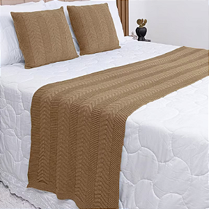 Kit Peseira de Tricot + 2 Capas de Almofadas Cama Queen