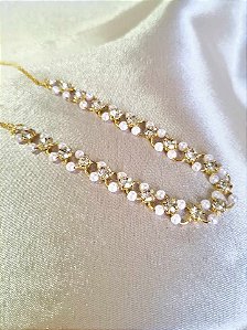 Colar Choker Pérola e Cristal Trançado