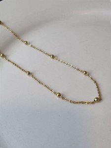 Colar elo com bolinhas dourado