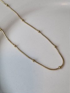 Colar liso com bolinhas dourado