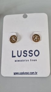 Brinco inox dourado P com pingente de ursinho