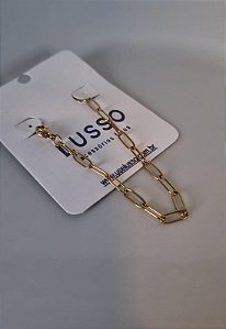 Pulseira inox dourada de elos retangulares