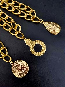 Kit 3 correntes com pingentes