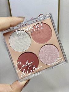 Paleta Color & Glow Blush e Iluminador Pink 21