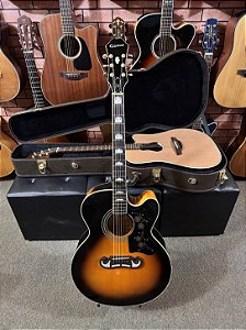 Violão Epiphone ej200ce sunburst jumbo elétrico regulado cordas novas