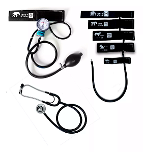 Esfigmomanômetro Veterinário + Esteto + Kit C/ 5 Braçadeiras