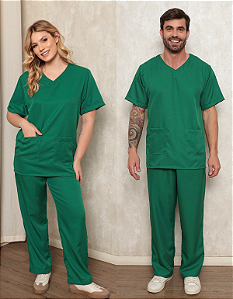 Pijama Cirúrgico Scrub Gabardine Unissex Verde Bandeira