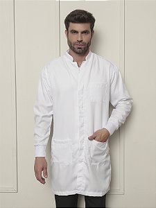 Jaleco Gabardine Gola Padre Masculino Manga Longa Com Punho