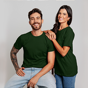 Camiseta Básica Algodão Adulto Unissex Verde Musgo