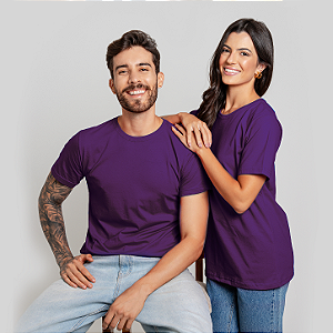 Camiseta Básica 100% Algodão Adulto Unissex Roxa