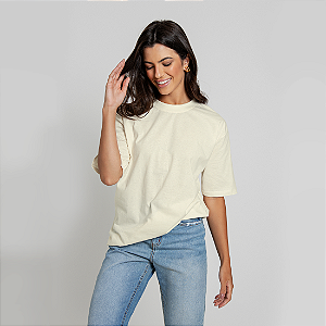 Camiseta Oversized 100% Algodão Adulto Unissex Off White