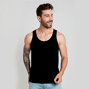 Camiseta Regata Algodão Adulto Masculino Preta