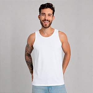 Camiseta Regata Algodão Adulto Masculino Branca