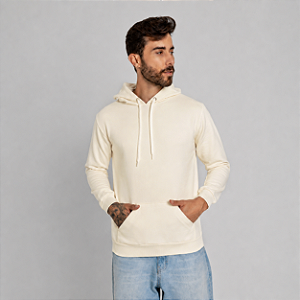 Moletom Canguru Algodão Adulto Unissex Off-White