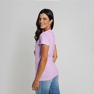 Camiseta Baby Look Algodão Adulto Feminino Lilás