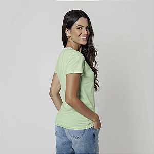 Camiseta Baby Look Algodão Adulto Feminino Verde Cidra
