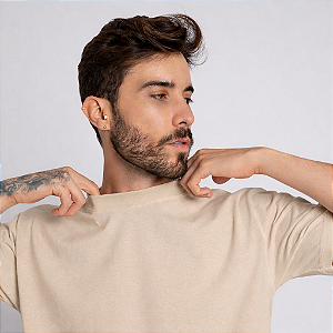 Camiseta Oversized Unissex Algodão Caqui Streetwear
