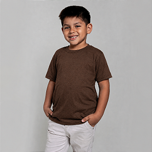 Camiseta Básica Algodão Infantil Unissex Marrom