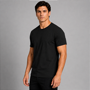 Camiseta Básica Algodão Peruano Adulto Unissex Preta