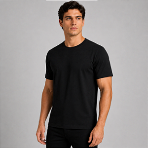 Camiseta Básica Suedine Adulto Unissex Preta