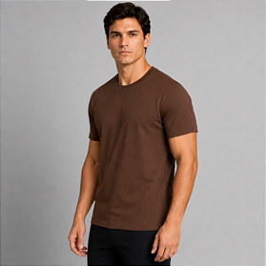 Camiseta Básica Suedine Adulto Unissex Marrom