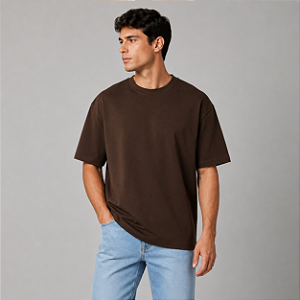 Camiseta Oversized Suedine Adulto Unissex Marrom