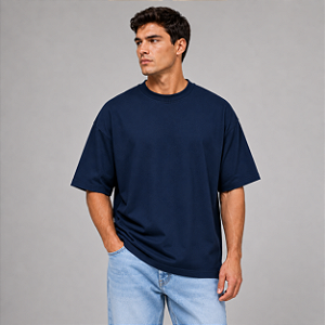 Camiseta Oversized Suedine Adulto Unissex Azul Marinho