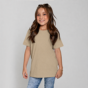 Camiseta Básica 100% Algodão Infantil Unissex Caqui