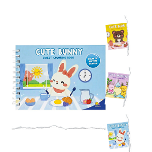 Livro para Colorir Cute Moments, Bear e Bunny – com Folha de Acetato