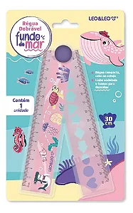 Régua Escolar Acrílica Dobrável - Fundo do Mar 30cm - Leo&Leo