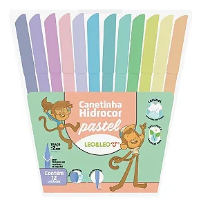 Canetinha Hidrográfica Tons Pastel – 12 Cores Leo&Leo