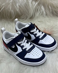 Tênis Nike Court Borough Low 2 (GS) Branco/Azul (INFANTIL)