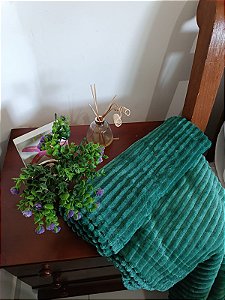 Manta canelada casal Verde