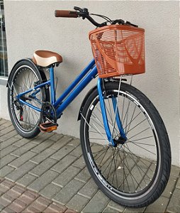 Bicicleta Aro 26 VINTAGE RETRÔ 7 Marchas, Azul, Marrom, Preto