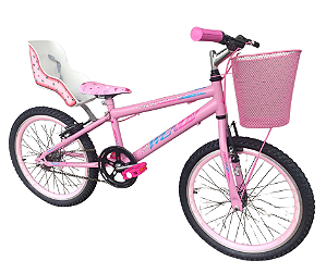 Bicicleta Aro 20 Rosa Com Cadeirinha de Boneca