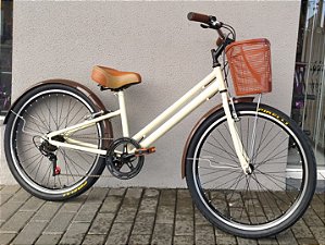 Bicicleta Aro 26 VINTAGE 7 Marchas, bege, marrom