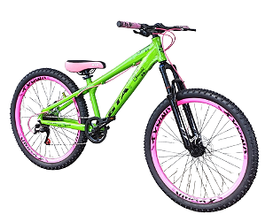 Bicicleta aro 26 GTA Rebel 7 marchas verde rosa