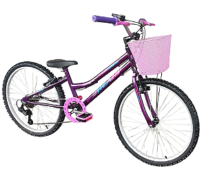 Bicicleta aro 24 WENDY 7 Marchas Index Violeta com Cesta