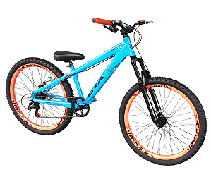 Bicicleta aro 26 GTA Rebel 7 marchas azul laranja