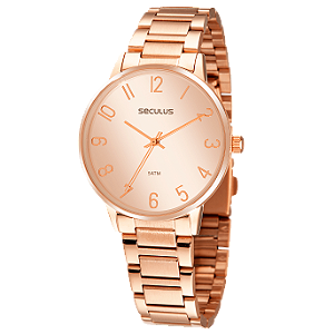 Relógio Seculus Feminino Moderno Rosê Gold 77130LPSVRS2