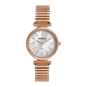 Relógio Seculus Feminino Bracelete Madrepérola Rosê