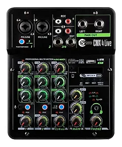 Mesa De Som 4 Canais Bluetooth Usb Cmx 4live 110V/220V