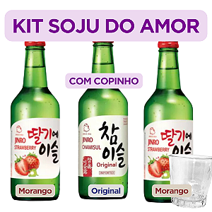 KIT SOJU JINRO 1 ORIGINAL + 2 JINRO MORANGO C/ COPINHO