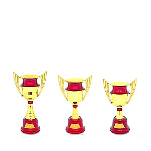 Taça 48cm cone dourado e anel vermelho 1305