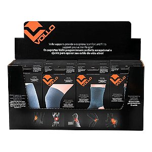KIT CAIXA COM 24 SUPER ELÁSTICO JOELHEIRA TORNOZELEIRA TAM ÚNICO - VOLLO